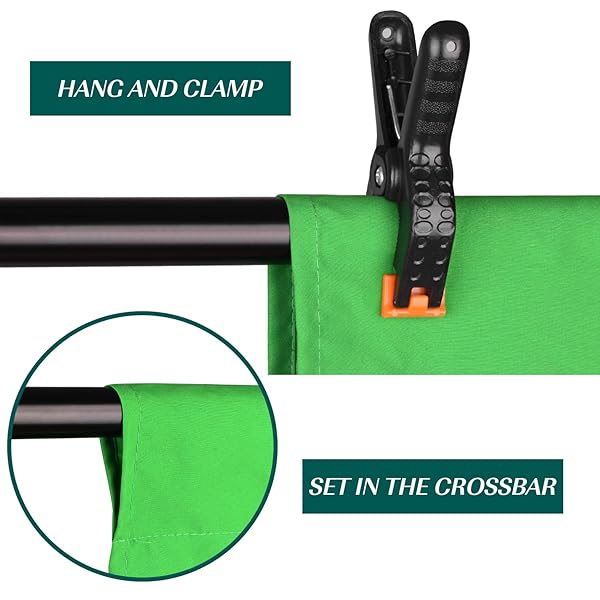 EMART EMART 5x7ft Green Screen Backdrop - Wrinkle-Resistant Chroma Key Cloth for Zoom, Photoshoots & Live Streaming with 2 Spring Clamps - View 8 of 9