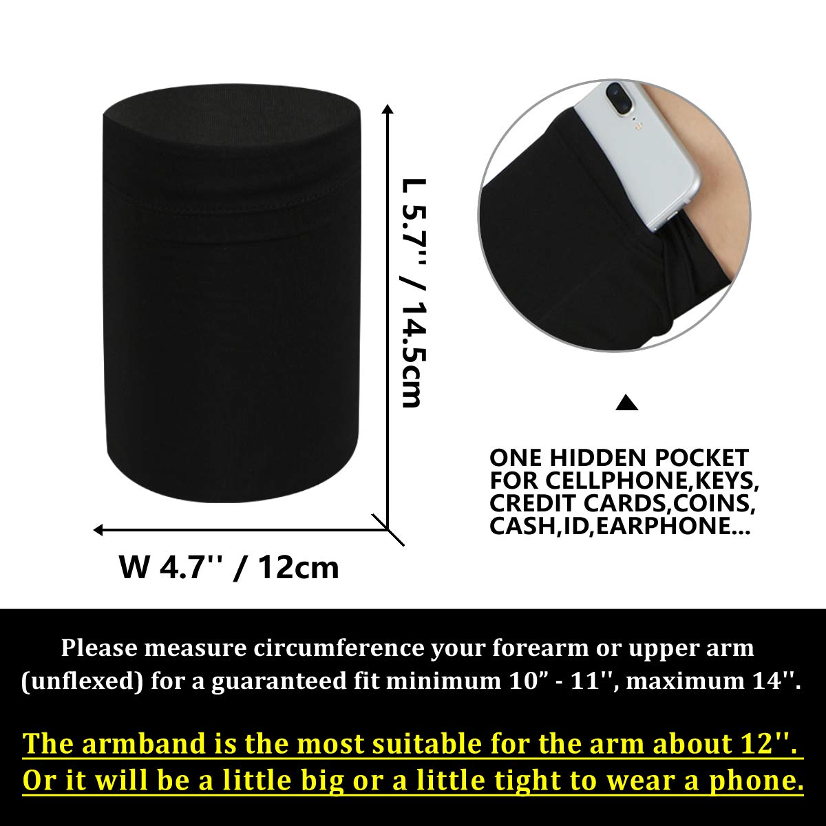Small Fitness Cell Phone Armband Sleeve 2pcs for Running Workout Pouch for iPhone Android Samsung Galaxy - View 4 of 7