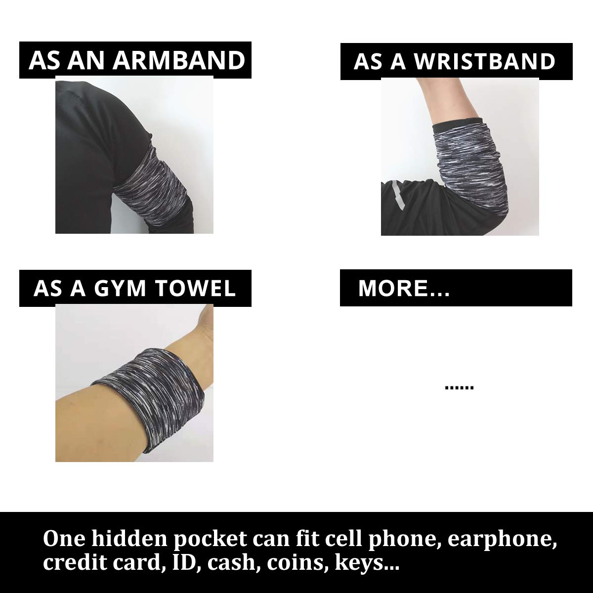 Small Fitness Cell Phone Armband Sleeve 2pcs for Running Workout Pouch for iPhone Android Samsung Galaxy - View 5 of 7