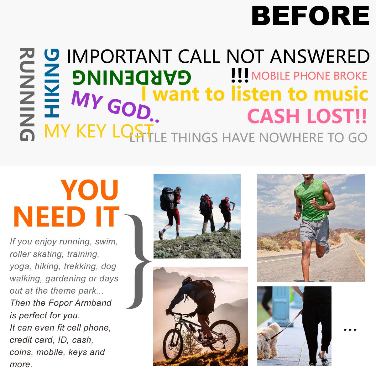 Small Fitness Cell Phone Armband Sleeve 2pcs for Running Workout Pouch for iPhone Android Samsung Galaxy - View 7 of 7