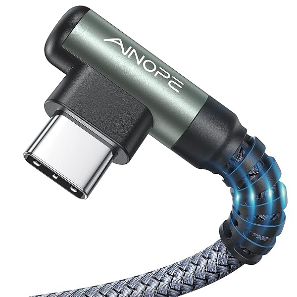 AINOPE AINOPE USB C Cable 3.1A Fast Charger - Right Angle Braided Type C Cord for Galaxy S10, Note 10, iPhone 16 & More