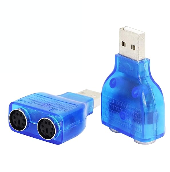 Buy GELRHONR USB to PS2 Adapter - Dual Keyboard & Mouse Converter Cable for PC/Laptop - Blue 2 Pack