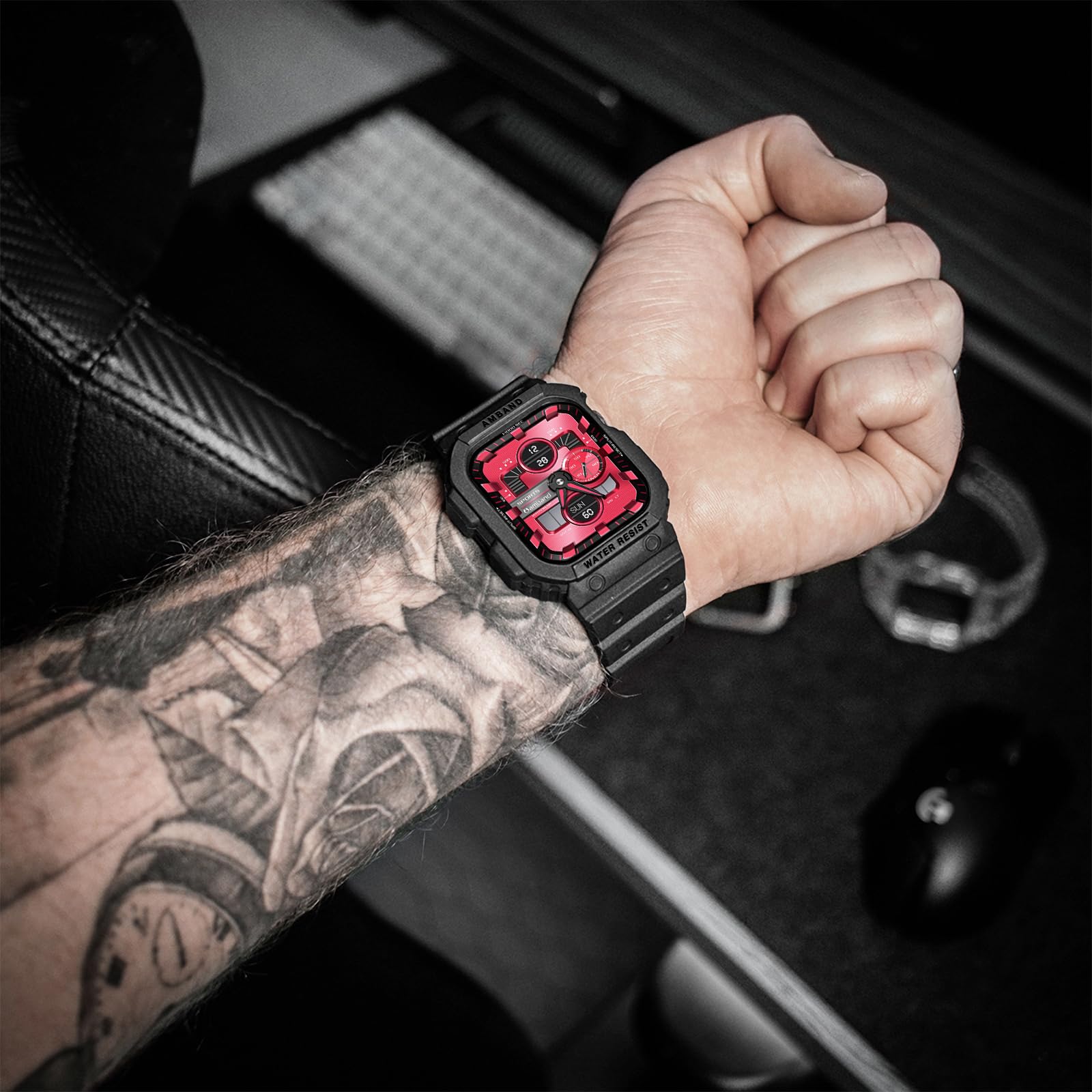 amBand amBand Compatible with Apple Watch Series 9 8 7 SE (3 2 1) 6 5 4 3 Band for Men 45mm 44mm 42mm Case, Rugged Sport Strap for iWatch 45 44 mm Military - View 6 of 9