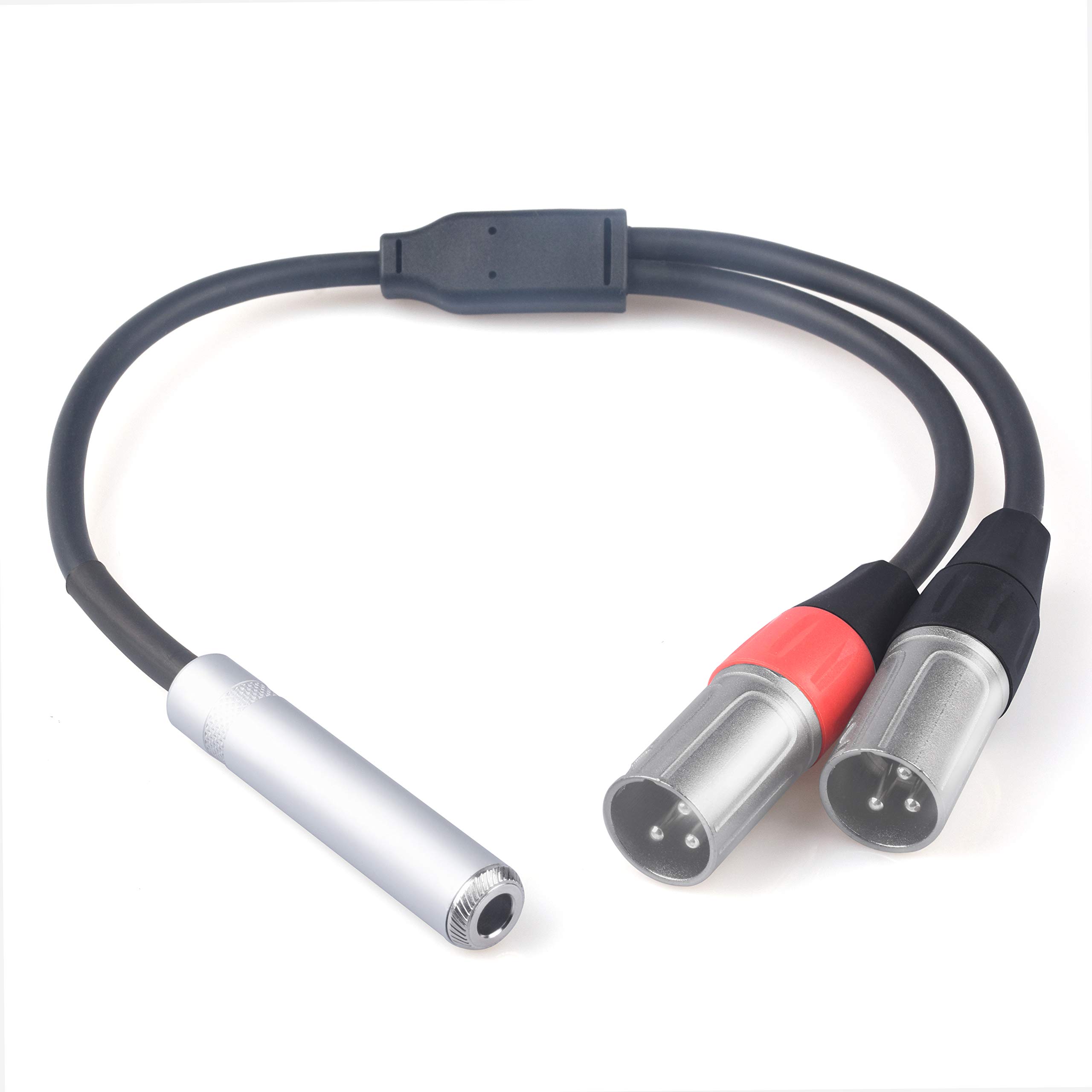 Devinal 1/4 Inch Female to Dual XLR Breakout Cable 6.35mm Female TRS to 2 XLR Male Audio Converter 1FT Y Splitter Cord - View 4 of 5