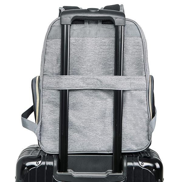 MOMIGO Breast Pump Backpack Diaper Bag Multi-Function Cooler Moistureproof Insulated Bag for Moms Baby Bottles Grey Black - View 8 of 9