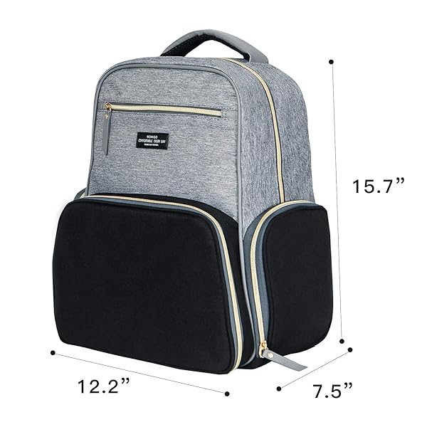 MOMIGO Breast Pump Backpack Diaper Bag Multi-Function Cooler Moistureproof Insulated Bag for Moms Baby Bottles Grey Black - View 9 of 9
