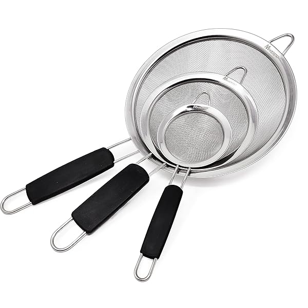 Makerstep Makerstep Fine Mesh Strainer Set - 3 Stainless Steel Sizes for Kitchen Sifting & Straining