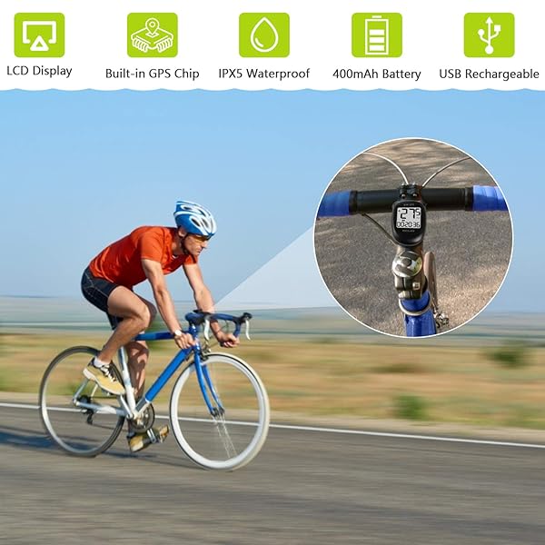 MEILAN MEILAN M3 Mini GPS Bike Computer: Waterproof Wireless Odometer & Speedometer for Cyclists - LCD Display for Men, Women & Teens - View 2 of 6