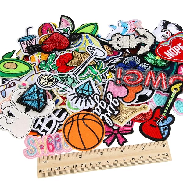 AUGSUN 60pcs Assorted Embroidered Iron on Patches for DIY Clothing Repair Backpacks Pants Jackets Hats - View 3 of 7
