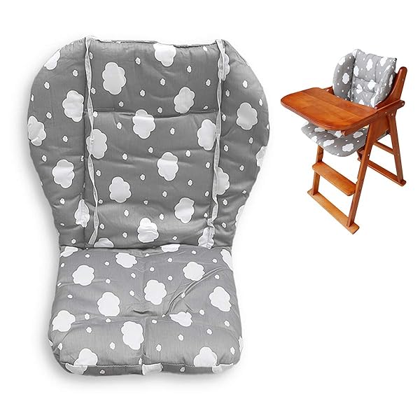 twoworld Twoworld Baby High Chair Cushion - Thick, Breathable Gray Clouds Seat Liner for Comfort & Support