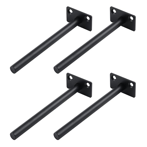 Antrader Antrader 4PCS Black Floating Shelf Brackets Heavy Duty Wall Support with Screws and Expansion Screws Steel 5.9 Inch Rod Length