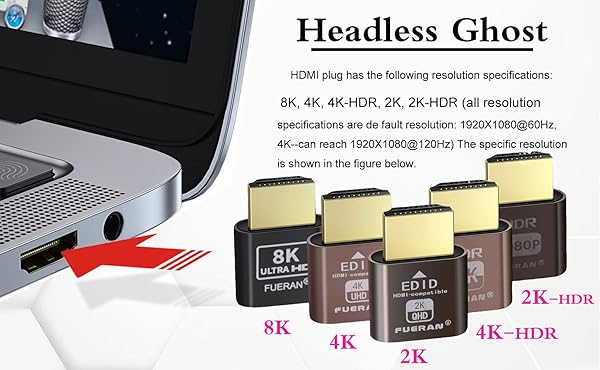 FUERAN FUERAN Dummy Plug HDMI Emulator - 1920x1080 @60Hz, 6-Pack for Headless Display Solutions - View 9 of 10