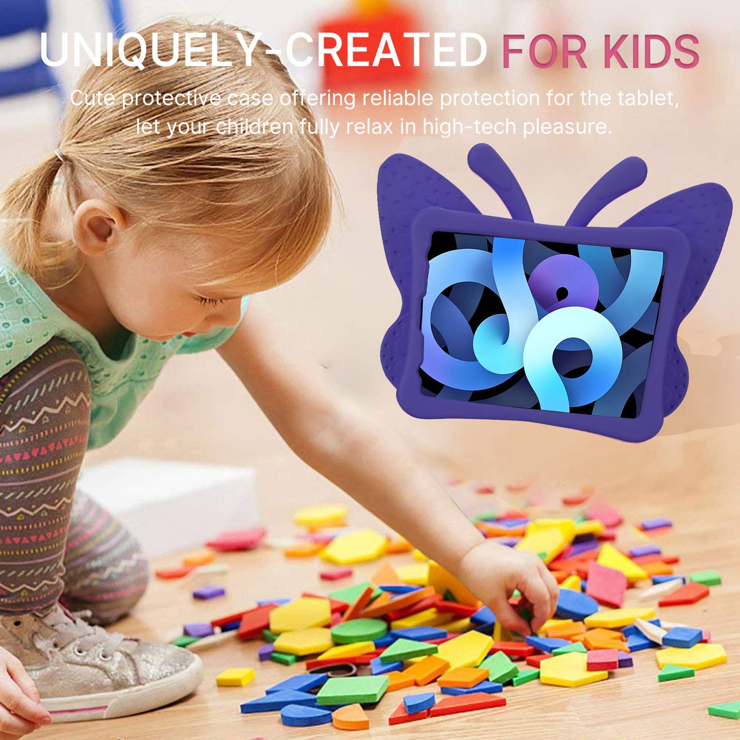 Simicoo Simicoo iPad Pro 11 Case for Kids - Cute 3D Butterfly EVA Cover with Stand & Pencil Holder - Shockproof & Rugged (Purple) - View 6 of 8