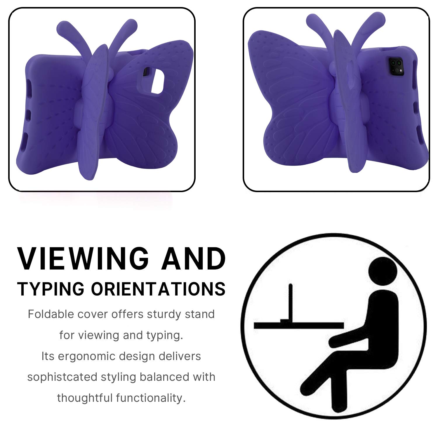 Simicoo Simicoo iPad Pro 11 Case for Kids - Cute 3D Butterfly EVA Cover with Stand & Pencil Holder - Shockproof & Rugged (Purple) - View 8 of 8