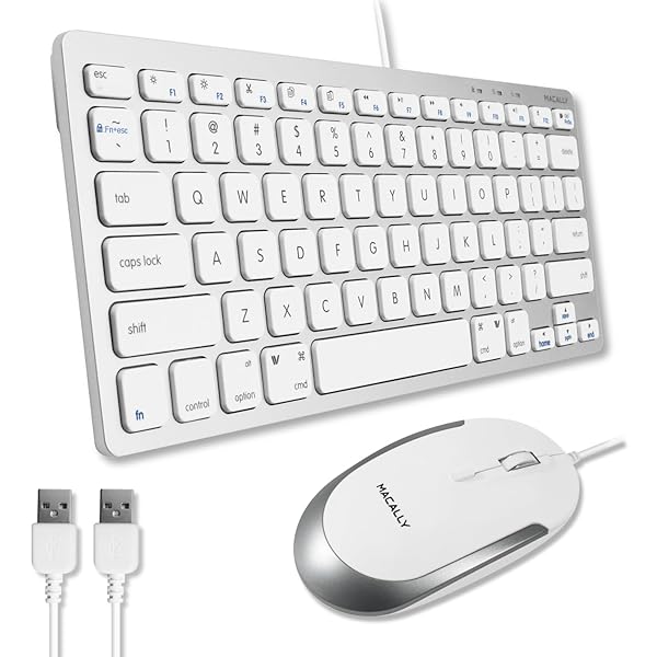 Macally USB Wired Keyboard & Mouse Combo: Compact, Space-Saving for Mac & PC - Perfect for MacBook Pro, iMac, Mac Mini