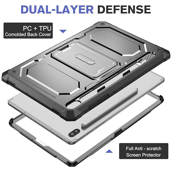 FINTIE Fintie Shockproof Case for Samsung Galaxy Tab S6 10.5 2019 Rugged Unibody Hybrid Bumper Kickstand Cover with Screen Protector Black - View 6 of 10