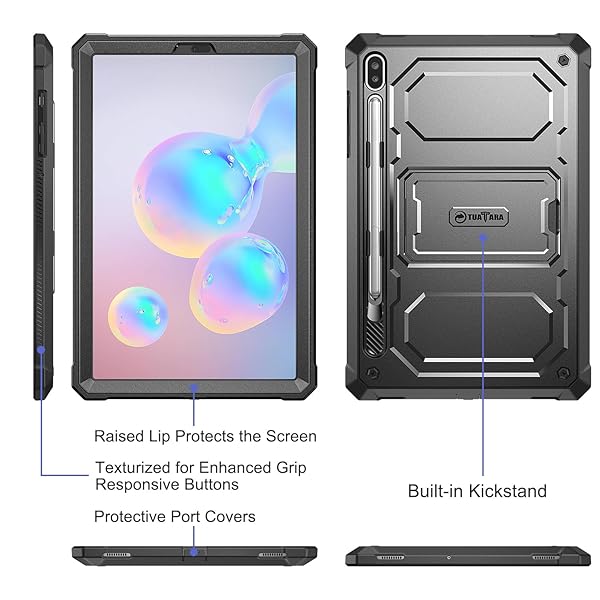 FINTIE Fintie Shockproof Case for Samsung Galaxy Tab S6 10.5 2019 Rugged Unibody Hybrid Bumper Kickstand Cover with Screen Protector Black - View 8 of 10