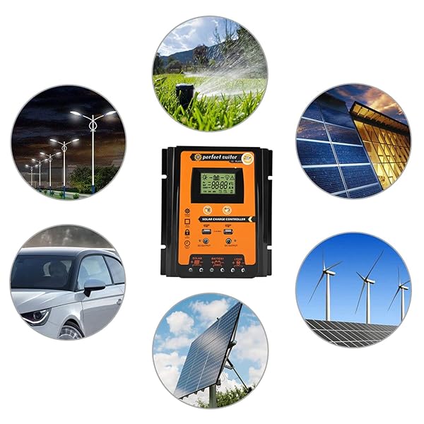Yosoo Health Gear MPPT Solar Charge Controller 12V 24V 30A 50A 70A Dual USB LCD Display Battery Regulator for Solar Power Charging - View 8 of 10