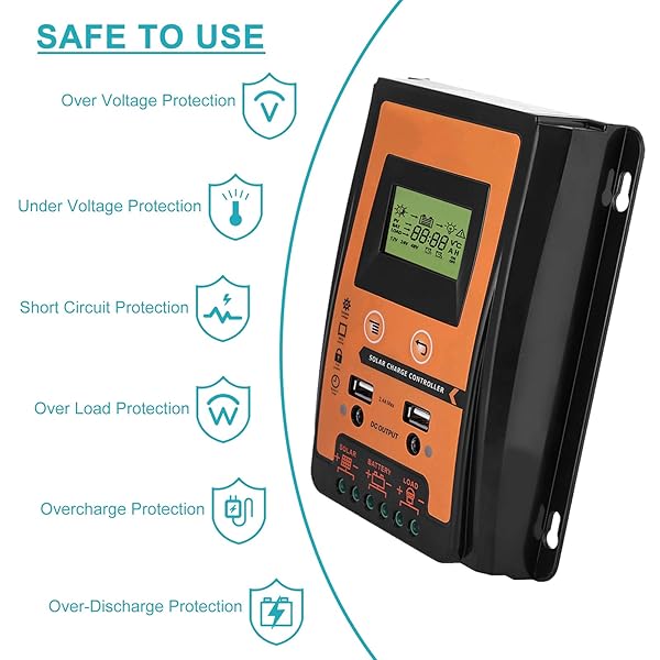 Yosoo Health Gear MPPT Solar Controller 12V 24V 30A 50A 70A Dual USB LCD Display Solar Power Battery Regulator - View 7 of 8