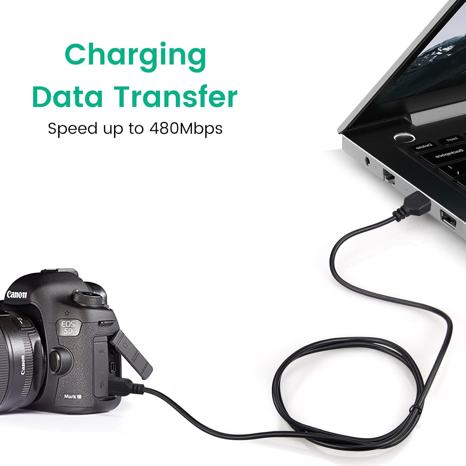 Smays Smays Mini USB Cable 3ft 10-Pack Bulk Black Charger Cord for Fast Charging and Data Transfer - View 5 of 5