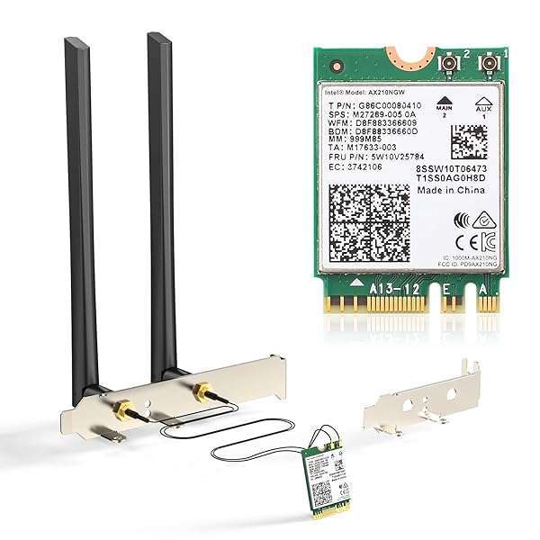 EDUP AX210 WiFi 6E Desktop Kit: Tri-Band 6GHz/5GHz/2.4GHz M.2 Card for Windows 10/11 with Bluetooth 5.2, Antennas & Ipex Cable - View 2 of 8