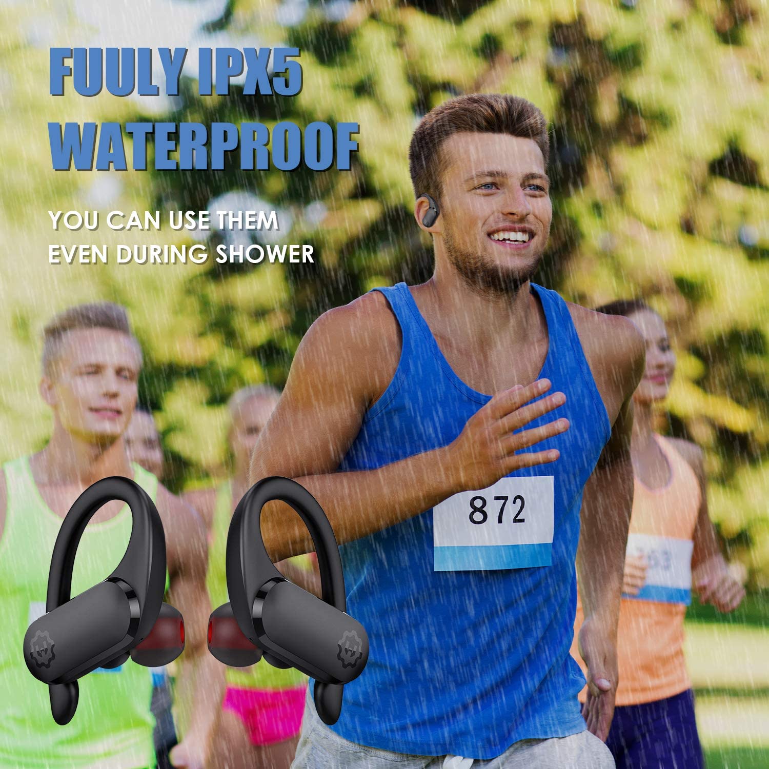 WixGear Sport Wireless Earbuds Bluetooth 5.0 Over Ear Headphones with Touch Control 30H Playtime Sweat Proof Deep Bass Sound - View 4 of 8