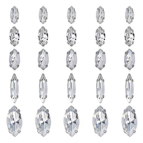 OLYCRAFT OLYCRAFT 100pcs Sew On Rhinestones Mixed Size Flatback Claw Crystal Glass for Jewelry Costume Dress and Shoes - View 3 of 8