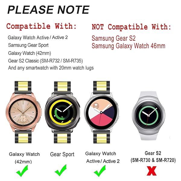 SPINYE SPINYE Stainless Steel Band for Samsung Galaxy Watch 6 5 4 3 41mm Replacement Strap for Men and Women Back Gold - View 7 of 8