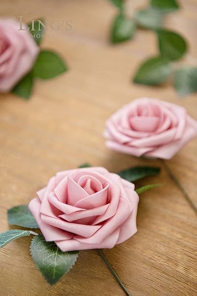 Ling's moment Ling's Moment 25Pcs Shabby Blush Roses Artificial Flowers Real Touch Foam for Wedding Bouquets Centerpieces and Home Decor - View 5 of 6