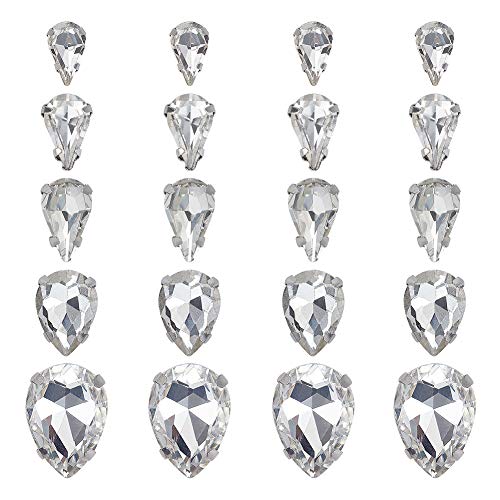 OLYCRAFT OLYCRAFT 100pcs Clear Glass Teardrop Sew On Rhinestones Mixed Size Flatback Claw for Jewelry Costume Dress and Shoes - View 3 of 8
