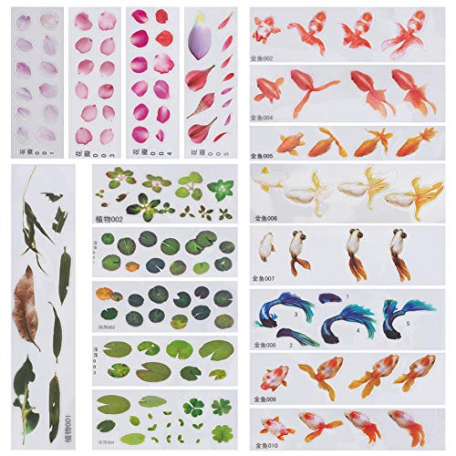 OLYCRAFT 18 Sheets 3D Goldfish Film Stickers for Koi Pond and Resin Craft Art