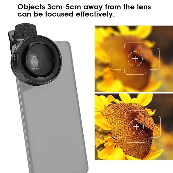 S erounder 2-in-1 Clip-On Cell Phone Lens: 0.45X Wide Angle & 12.5X Macro for Stunning Smartphone Photography - View 4 of 11