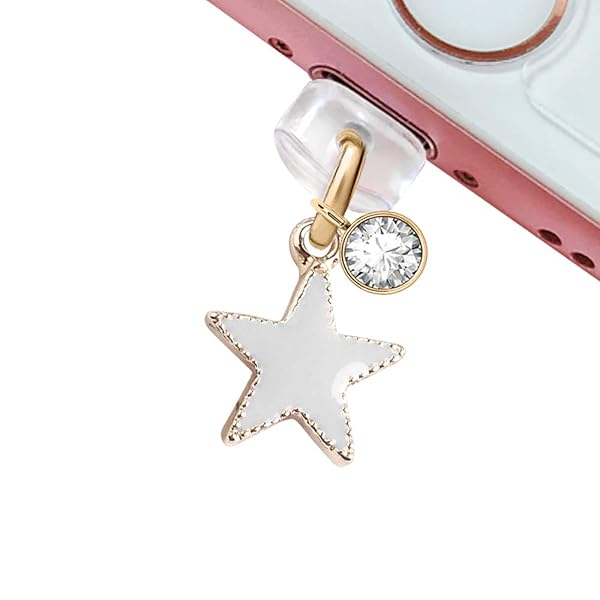ELISE & FONDA ELISE & FONDA Cute Star Pendant Anti Dust Plug for iPhone & iPad - USB Charging Port Charm (Gray)