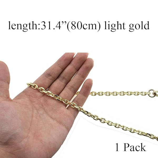 HAHIYO HAHIYO Mini Pochette Purse Chain Strap 31.5 inches Light Gold for Shoulder Crossbody Sling Handbag Wallet Clutch Comfortable Flat Metal Strap - View 6 of 7