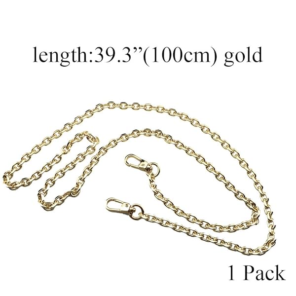 HAHIYO HAHIYO Mini Pochette Purse Chain Strap 39.4 inches Shiny Gold for Shoulder Cross Body Sling Handbag Wallet Clutch Comfortable Flat Metal Strap - View 6 of 7