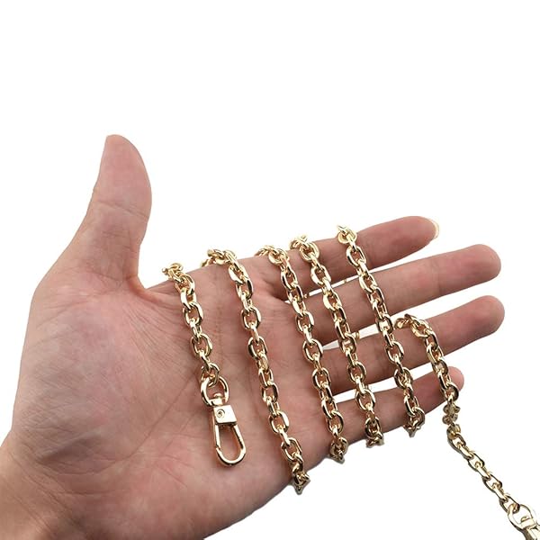 HAHIYO HAHIYO Mini Pochette Purse Chain Strap 39.4 inches Shiny Gold for Shoulder Cross Body Sling Handbag Wallet Clutch Comfortable Flat Metal Strap