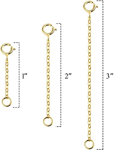 ALEXCRAFT 14K Gold Necklace Extender 925 Sterling Silver Chain Extension for Jewelry Making 1 2 3 Inch Necklace Bracelet Anklet Extender - View 5 of 8