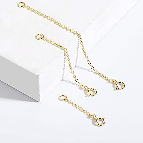 ALEXCRAFT 14K Gold Necklace Extender 925 Sterling Silver Chain Extension for Jewelry Making 1 2 3 Inch Necklace Bracelet Anklet Extender - View 6 of 8