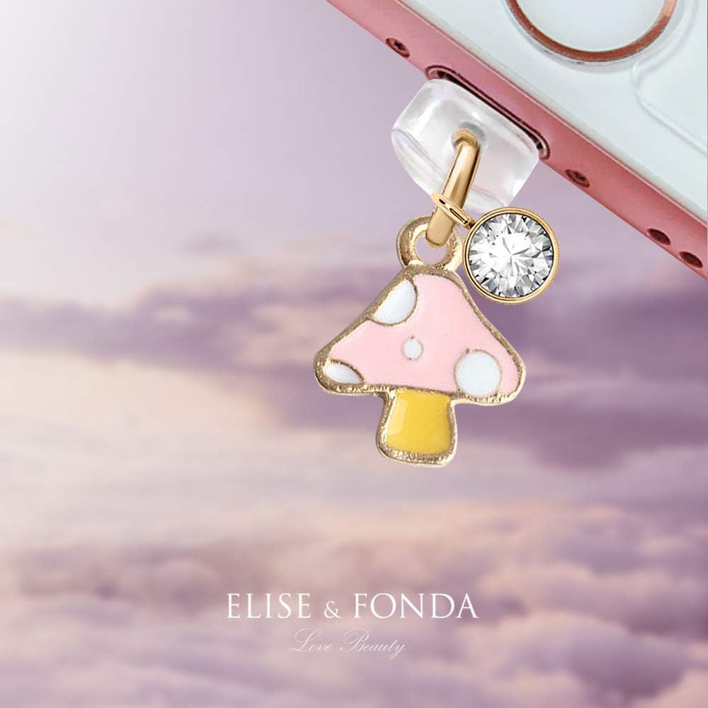 ELISE & FONDA ELISE & FONDA Tiny Mushroom Phone Charm - USB Charging Port Anti Dust Plug for iPhone 11/XS MAX/XR/8 Plus/7/6S/SE & iPad (Pink) - View 2 of 6