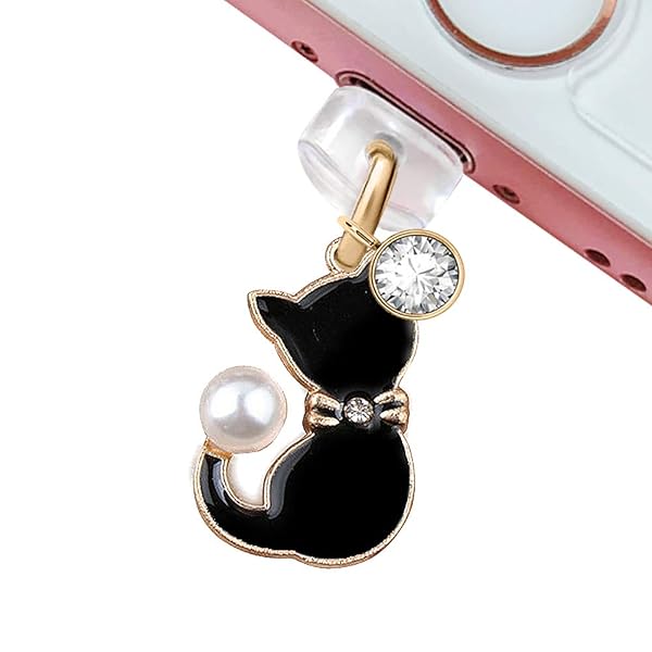 ELISE & FONDA ELISE & FONDA CP180 USB Anti Dust Plug Cat Pendant Charm for iPhone & iPad - Perfect Pet Accessory!