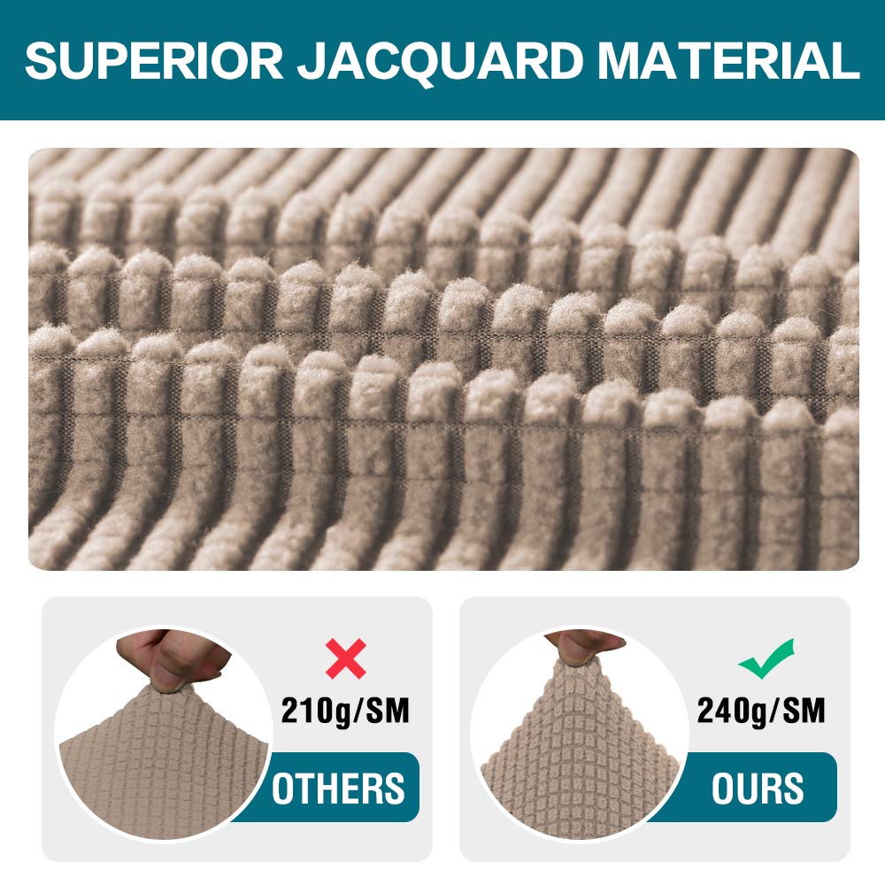 Turquoize Turquoize Stretch Dining Chair Covers Set of 4 Removable Washable Khaki Seat Cushions for Dining Room Kitchen Chair Protection - View 3 of 7