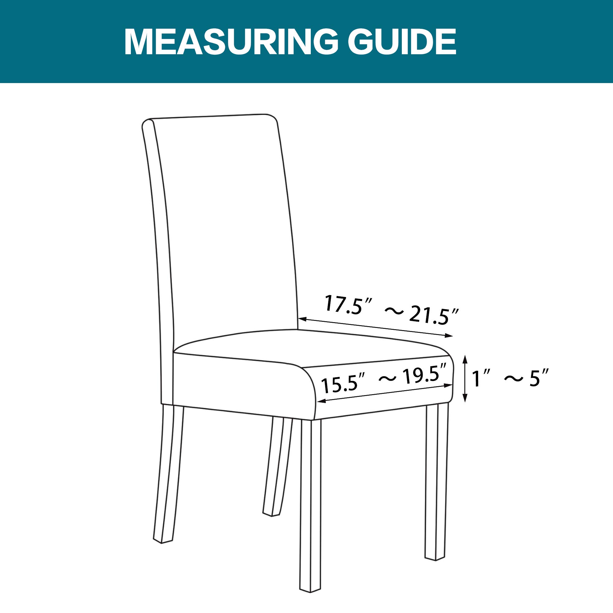 Turquoize Turquoize Stretch Dining Chair Covers Set of 4 Removable Washable Khaki Seat Cushions for Dining Room Kitchen Chair Protection - View 6 of 7