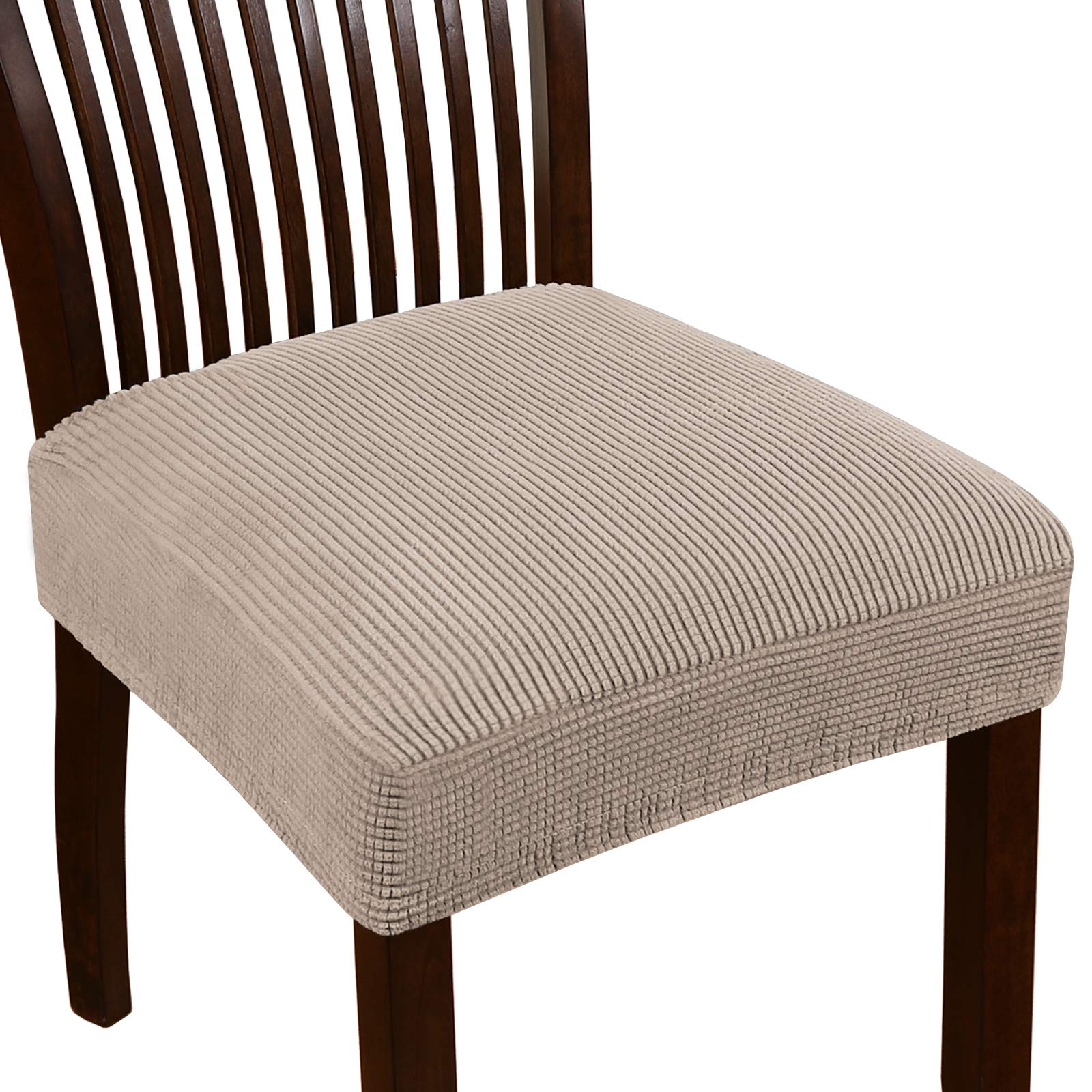 Turquoize Stretch Dining Chair Covers Set of 4 Removable Washable Khaki Seat Cushions for Dining Room Kitchen Chair Protection