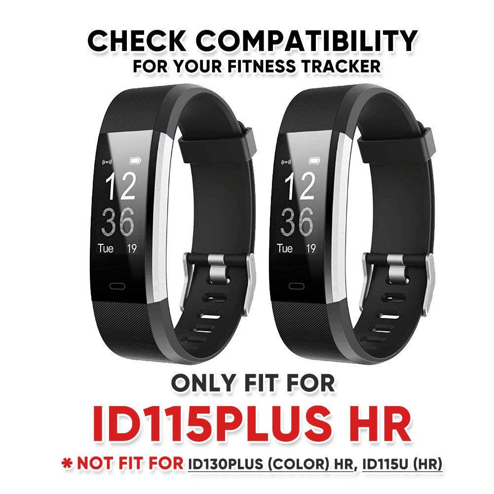 ZURURU Veryfitpro ID115Plus HR Replacement Bands for Fitness Tracker Smart Watch Black Color - View 5 of 7