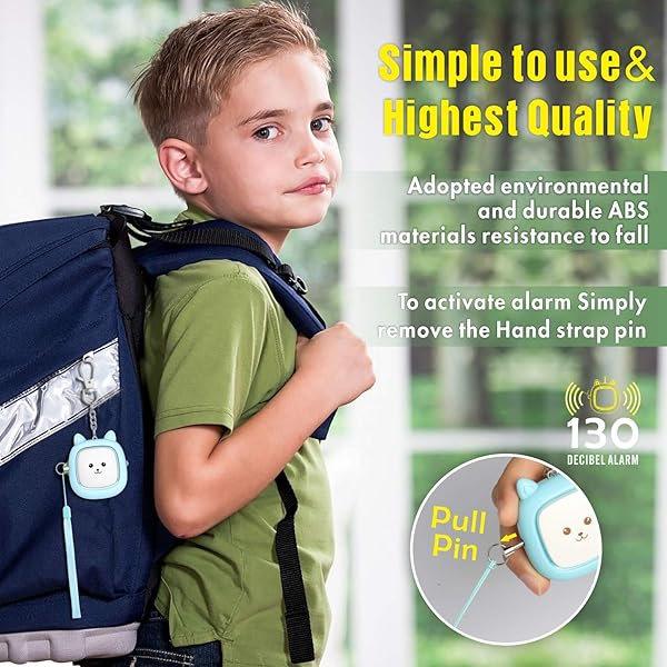 VIGOROAD Safe Sound Personal Alarm VIGOROAD 2 Pack 130 dB Emergency Security Keychain with LED Light for Women Men Children Elderly Blue Pink - View 5 of 7