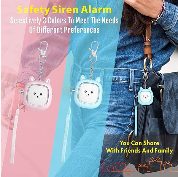 VIGOROAD Safe Sound Personal Alarm VIGOROAD 2 Pack 130 dB Emergency Security Keychain with LED Light for Women Men Children Elderly Blue Pink - View 7 of 7
