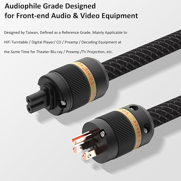 Viborg Viborg C7 HiFi Power Cable 6.6FT High End Audiophile Power Cord with Pure Copper Conductor for US AC Mains and C7 Power Plug - View 8 of 10