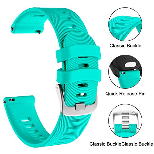 ISABAKE ISABAKE Soft Silicone Watch Band for Garmin Forerunner 245 645 Vivoactive 3 Venu Sq Vivomove HR 20mm Replacement Wristbands Blue - View 4 of 8