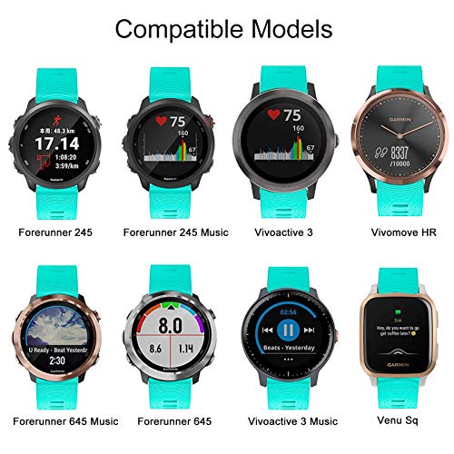 ISABAKE ISABAKE Soft Silicone Watch Band for Garmin Forerunner 245 645 Vivoactive 3 Venu Sq Vivomove HR 20mm Replacement Wristbands Blue - View 7 of 8