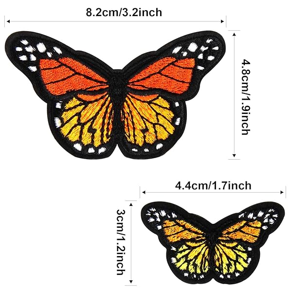 AUGSUN 20pcs Monarch Butterfly Iron on Patches Embroidered Sew Applique Repair Patch for Clothing and Crafts - View 3 of 8